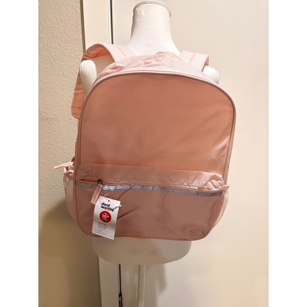 Deal Worthy Light Pink 15 Inch Laptop Backpack Padded Straps School Travel Bag